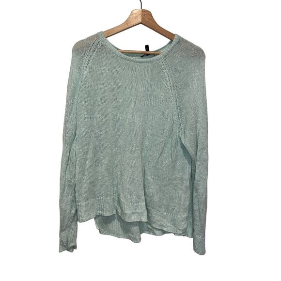 Eileen Fisher Linen XL Light Green Knit Sweater Relaxed Fit Breathable Fabric W - Picture 1 of 8